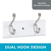 BIRDROCK HOME Wall-Mount Coat Rack - 6 Dual Hooks for Entryway, Hallway, Bathroom, Bedroom - White Pine w/ Satin Nickel Finish - 2 Pack - 4 of 4
