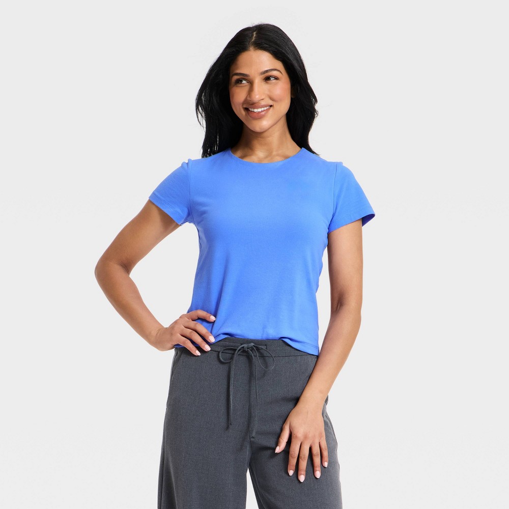 Women's Short Sleeve Sculpt T-Shirt - A New Day™ Blue XS