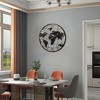 36" Large Black Metal Wall Clock, Modern Silent World Map Wall Clock, with Vintage Numeral, for Home, Bedroom, Living Room, Entryway, Black & Gold - 3 of 4