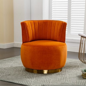 360 Degree Swivel Accent Sofa Chairs, Round Armchairs with Wide Upholstered, Fluffy Velvet Fabric Chair - 1 of 3