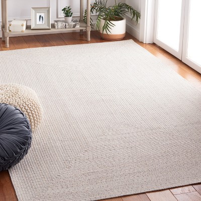 Ivory and Light Grey Braided Reversible Handmade Area Rug