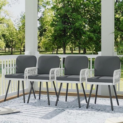 COZONY 4-Piece Patio Dining Chairs Set, Outdoor Stackable Wicker Chairs ...