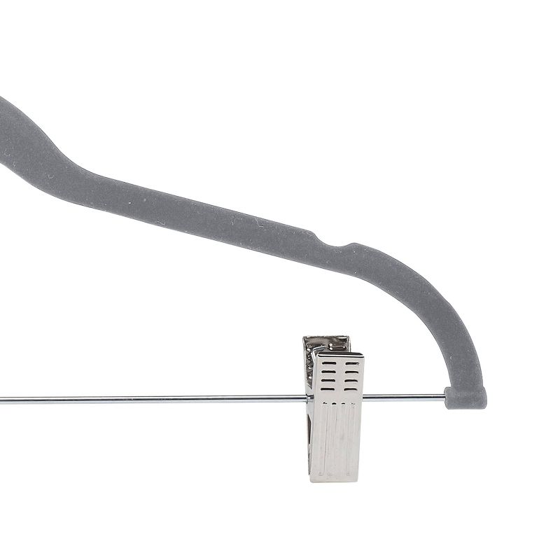 Simplify 6pk Velvet Hangers with Clips Gray, 5 of 8
