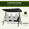 Sapphtopaz Porch Swing Chair 3-Seat Swing Glider with Cushion Outdoor Swing Chair with Adjustable Canopy and Stand for Garden, Backyard, Patio - 4 of 4