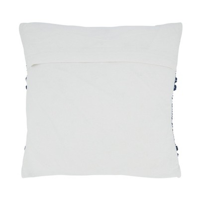 Navy and White Cotton Fringe Moroccan Square Throw Pillow