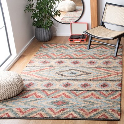 Handwoven Red and Natural Tribal Flat Weave 4' x 6' Rug