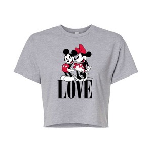 Women's - Disney - Mickey Minnie Love Cropped Graphic T-Shirt - 1 of 4