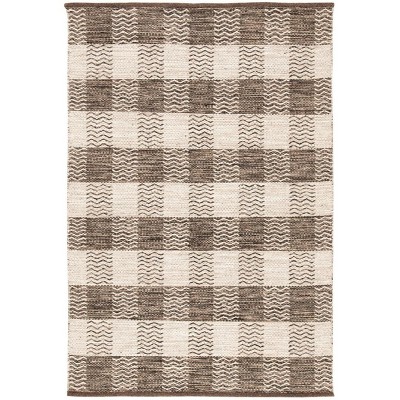 Light Gray and Brown Wool 4' x 6' Handwoven Area Rug