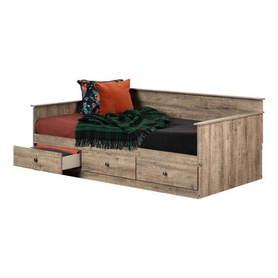 Twin Weathered Oak Daybed with 3 Storage Drawers