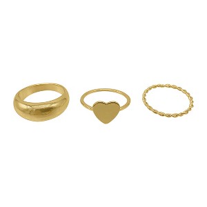Adornia 14k Gold Plated Heart Ring Set - 1 of 4