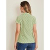 INSPIRE CHIC Women's Short Sleeve Vintage Polka Dots Button Up Blouse - 4 of 4