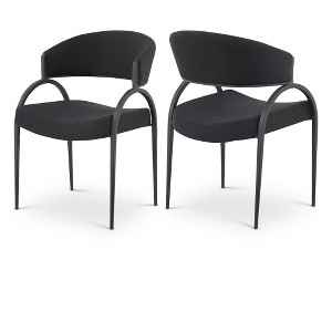Meridian Furniture,Privet Linen Textured Fabric Dining Chair, Set of 2 - 1 of 4