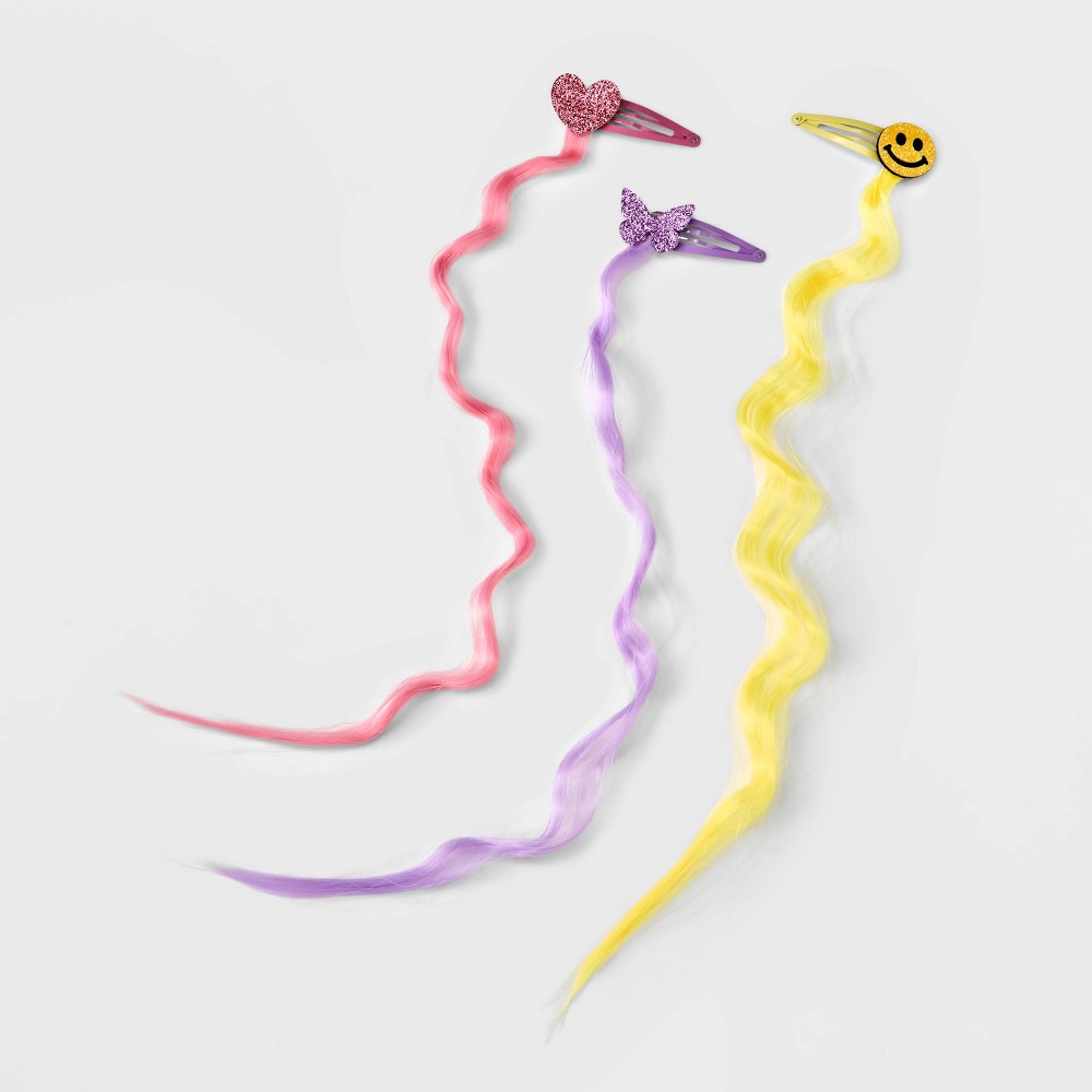 Girls' 3pk Faux Wavy Hair - Cat & Jack™ Pink/Yellow