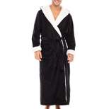 Men's Warm Winter Plush Hooded Bathrobe, Full Length Fleece Robe with Hood