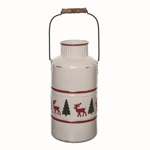Transpac Metal White Christmas Enamel Jug - 1 of 2