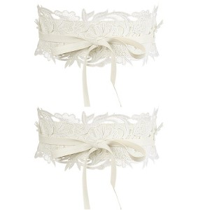 INSPIRE CHIC Women's Lace Wrap Around Corset Belts Bowknot 2 Pcs - 1 of 4