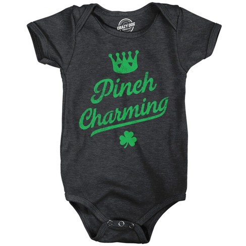 Pinch Charming Baby Bodysuit Funny St. Paddys Day Parade Pinching Joke Jumper For Infants - Crazy Dog Baby Bodysuit - image 1 of 4