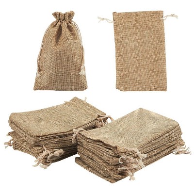 50x Burlap Bag with Drawstring Gift Bag Jewelry Pouches Sacks for Wedding Party