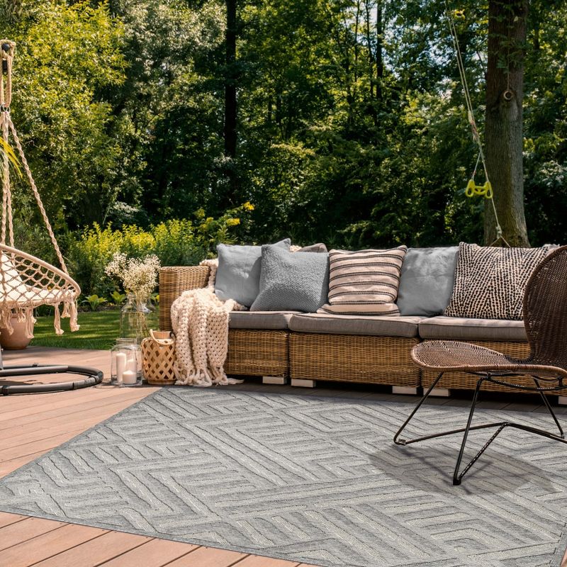 Contemporary Geometric Abstract Indoor Outdoor Area Rug by Blue Nile Mills, 3 of 10