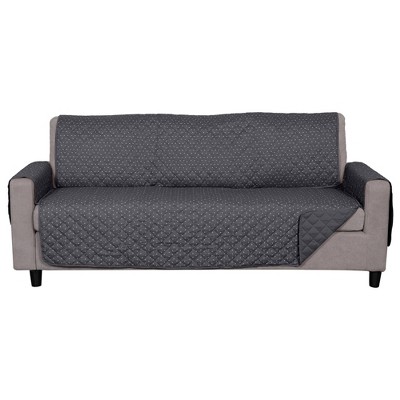Gray Polyester Water-Resistant Reversible Sofa Cover Protector