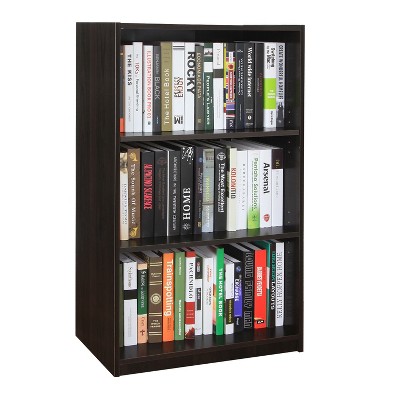 Espresso 3-Tier Adjustable Wood Shelf Bookcase