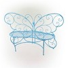 38" x 62" Metal Butterfly Outdoor Bench Blue - Alpine Corporation - 3 of 4