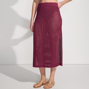 Lands' End Women's Cotton Open Knit Maxi Swim Cover-up Skirt - 1 of 4