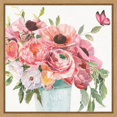 Boho Bouquet XIII Natural Maple Framed Canvas Wall Art