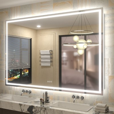Apmir Super Bright Front & Back LED Lighted Anti-Fog Tempered Glass Bathroom/Vanity Mirror with ETL & 3-Year Warranty