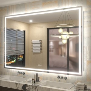 Apmir Super Bright Front & Back LED Lighted Anti-Fog Tempered Glass Bathroom/Vanity Mirror with ETL & 3-Year Warranty - 1 of 4