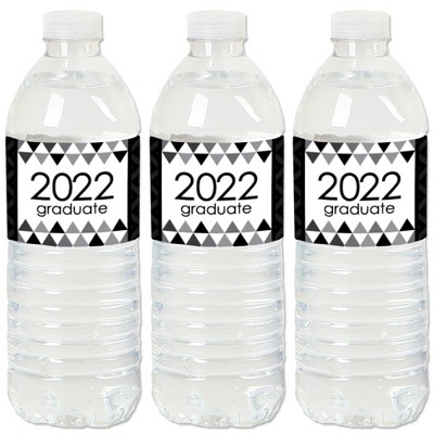 Big Dot of Happiness Black and White Grad - Best is Yet to Come - 2022 Black and White Graduation Party Water Bottle Sticker Labels - Set of 20