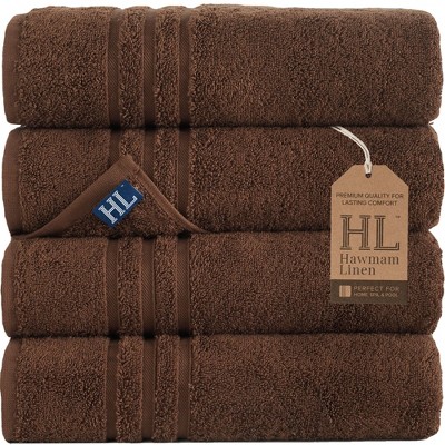 Hawmam Linen Bath Towels 4 Pack 27 x 54 Inches 100% Turkish Cotton Soft Lightweight and Highly Absorbent Quick Drying Towels