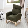 Gulches Green Teddy 15 Degree Rocking Adjustable Footstool Thickened Headrest Side Pocket Solid Wood Rocking Chair Set of 1 - 2 of 4