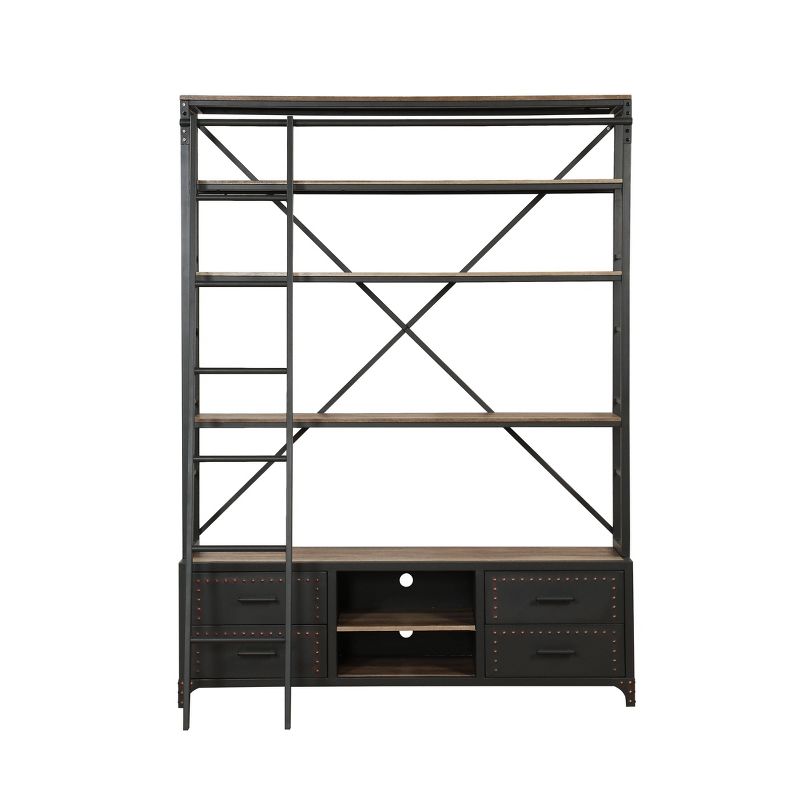 83&#34; Actaki Bookshelf and Ladder Sandy Gray - Acme Furniture, 4 of 7