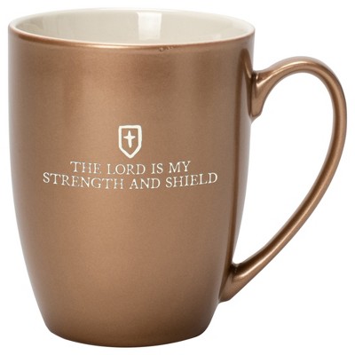 Elanze Designs The Lord Is My Strength And Shield Bronze 10 ounce New Bone China Coffee Cup Mug