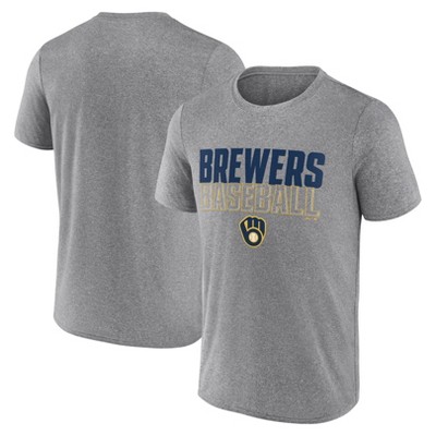 MLB Milwaukee Brewers Men's Gray Athletic T-Shirt - S