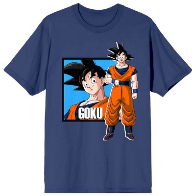 Dragonball Z Goku Character Women's Navy Blue Short Sleeve Crew Neck Tee -Medium