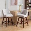 QingMoon Swivel Bar Stools Set of 2, 26'' Linen Fabric Counter Height Chairs with Solid Wood Legs and Rivet Trim Design for Kitchen Island, Pub - 2 of 4