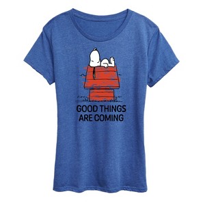 Women's - Peanuts - Good Things Are Coming Short Sleeve Graphic T-Shirt - 1 of 4