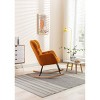 Tufted Teddy Fabric Rocking Nursery Chair with Wide Back and Wooden Legs,Upholstered Glider for Living Room or Bedroom-Baofuwish - 3 of 4