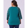 Agnes Orinda Women's Plus Size Top Raglan Floral Print V Neck 3/4 Sleeve Peasant Blouse - 4 of 4