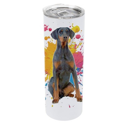 100 North 20 Ounce Stainless Steel On the Go Travel Tumbler With Push Top Lid, Doberman Pinscher Dog