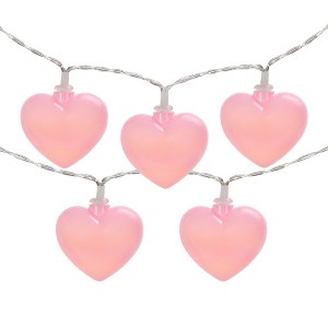 Northlight 10-Count Pink Valentine's Day Heart LED String Lights, 4.5ft, Clear Wire - 1 of 3