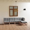 vidaXL Patio Furniture Set 5 Piece Outdoor Sectional Sofa Solid Wood Pine - Natural With Cushions - 2 of 4