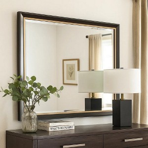 Royal Hampton Dresser Mirror, Beveled Glass, Espresso Brown Wood, Gold, 39x48 - 1 of 4