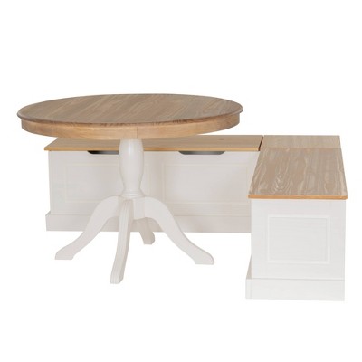 Natural Pine and White Backless Corner Nook Set