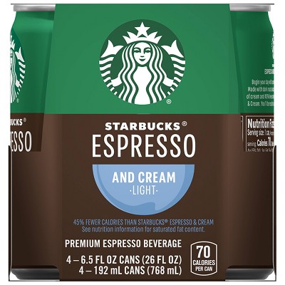 Starbucks Ready to Drink Coffee, Espresso & Cream, 6.5oz Cans (12 Pack)  (Packaging May Vary)