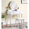 Gulches Elegant White Vanity Tables Set with Round Mirror & Storage Drawers - 2 of 4