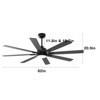 Warmiplanet 62"Ceiling Fans with Lights and Remote Control, Reversible Silent DC Motor, 6 Speeds, 3 Color Dimmable LED Light, Timer, Black, 9-Blades - 3 of 4