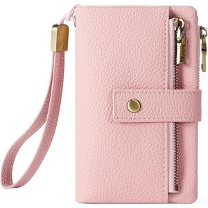 Clotth Small Wallet for Women - RFID Blocking PU Leather Wristlet Clutch | 17 Card Slots + 2 Zippered Pockets | Everyday Crossbody - 1 of 4